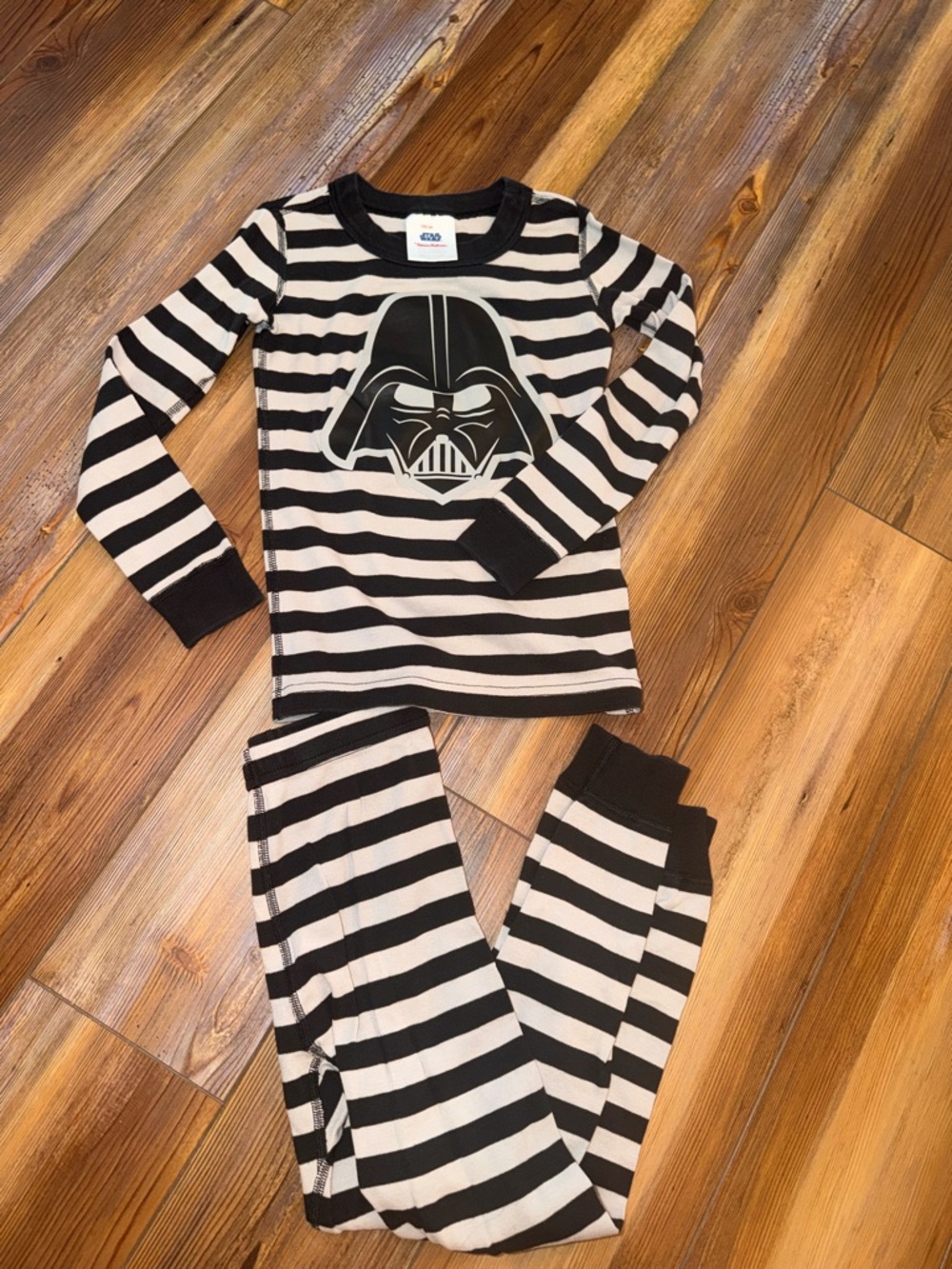 Hanna Andersson Black and White Striped Star Wars Darth Vader Pajama Set